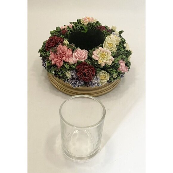 NIB 3D Floral Votive Candle Holder Resin Capodimonte Style God Religion Faith - Picture 4 of 10